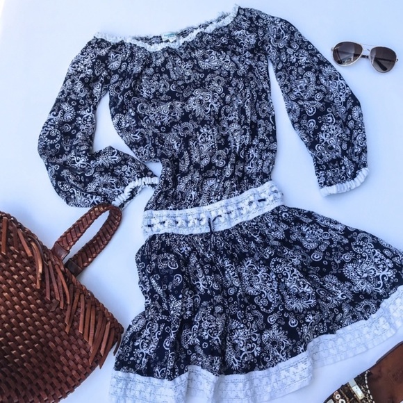 Poupette St. Barth Dresses & Skirts - Poupette St. Barth Luxe Resort Off-Shoulder Dress In Blue/White 2